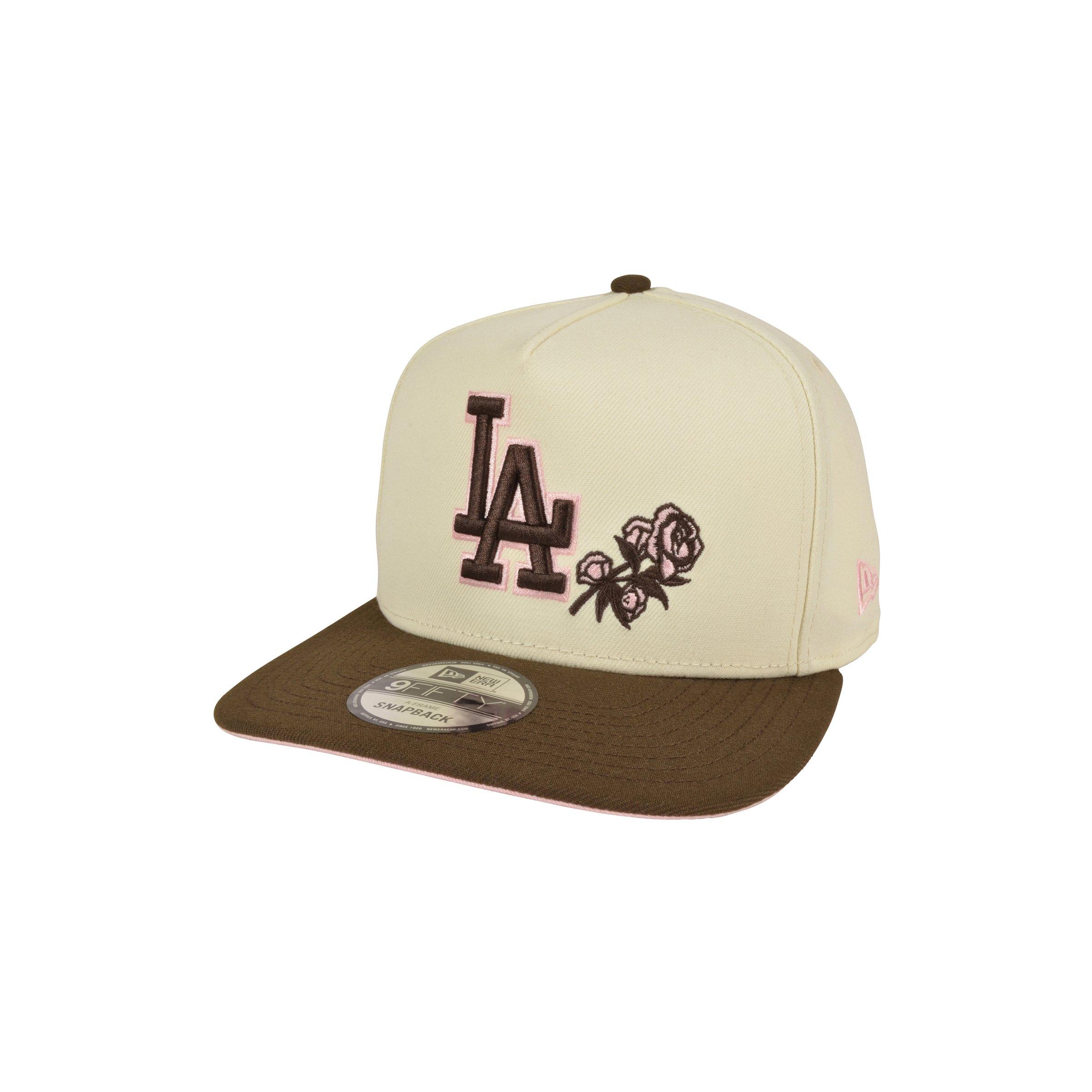 New Era Los Angeles Dodgers 9FIFTY A-Frame Roses Snapback Hat - Brown/Pink - BROWN/PINK